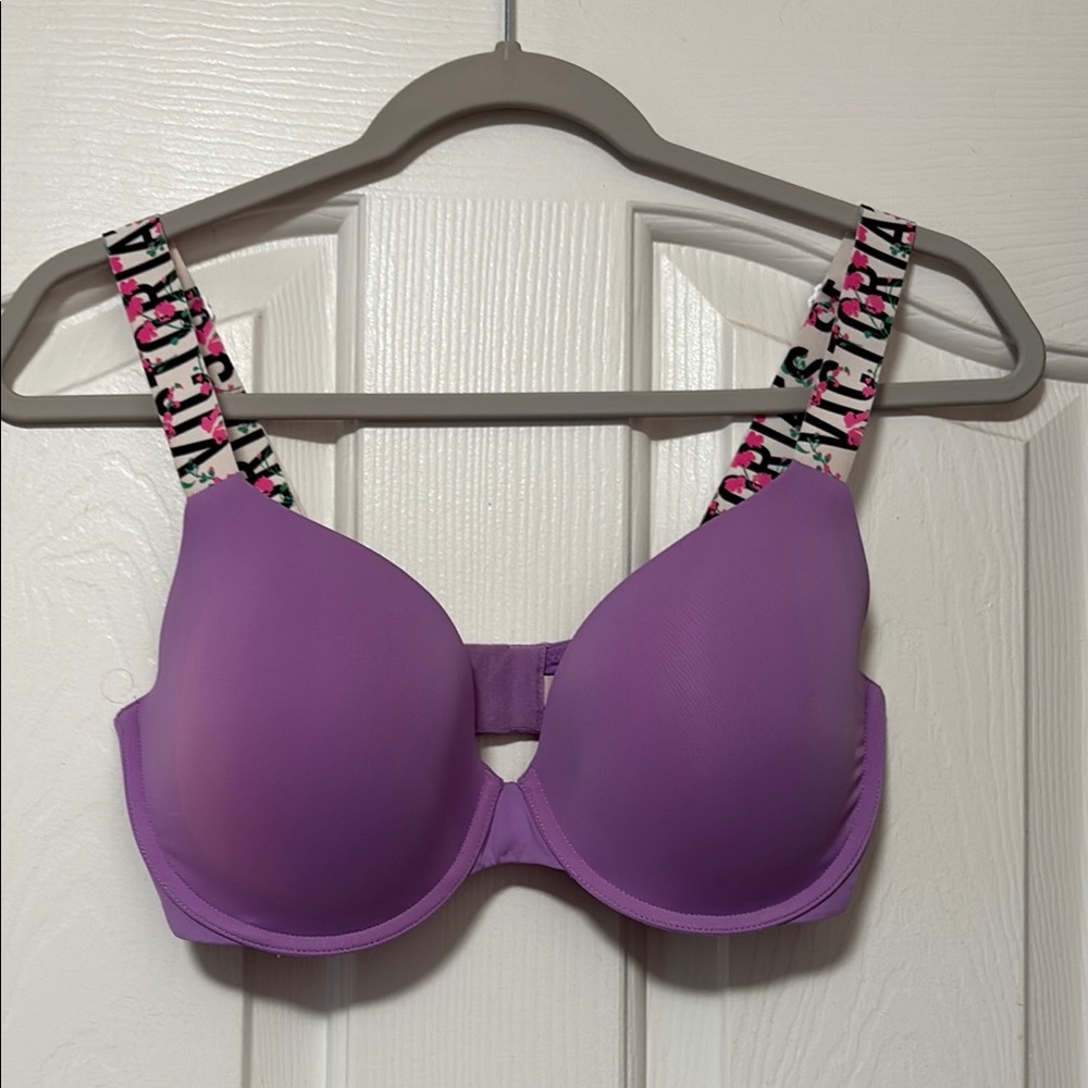Victoria's Secret Purple Bra with Printed Straps